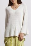 V-Neck Raglan Sweater w/ Bell Sleeve, Off White, original image number 4