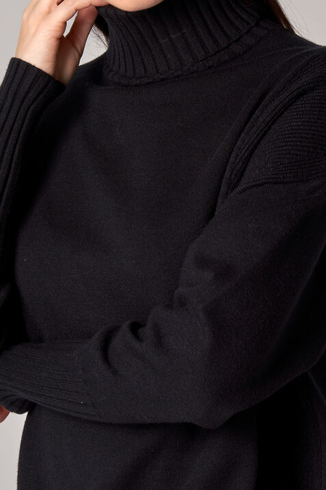 Ribbed Cuff Turtleneck Sweater , Black, original