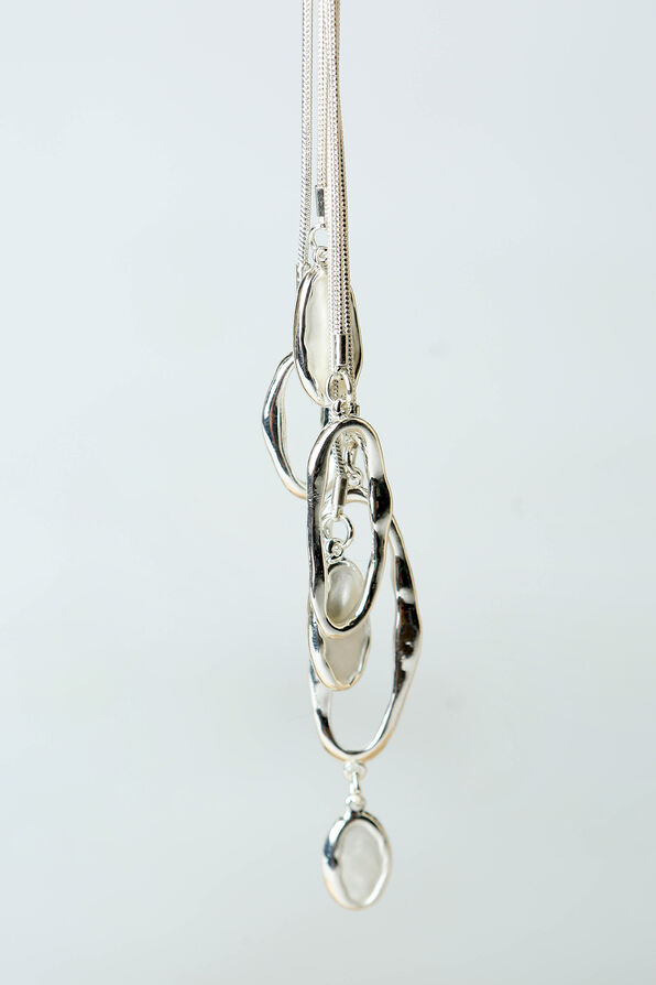Hammered Metal Necklace, Silver, original image number 1
