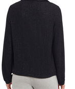 Sporty Drawstring Pull-Over Cowl Sweater , Black, original image number 2