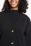 Longline Ribbed Button-Up Maxi Cardigan, Black, original image number 2
