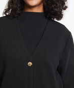 Longline Ribbed Button-Up Maxi Cardigan, Black, original image number 2