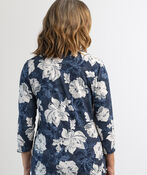 Floral Side-Ruchin Ties Handkerchief Shirt, Navy, original image number 2