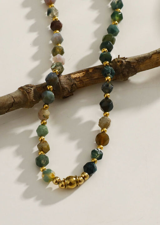 JULIETA India Agate Stones & Gold Necklace, Green, original
