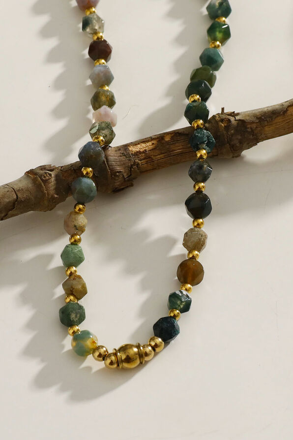 JULIETA India Agate Stones & Gold Necklace, Green, original image number 0
