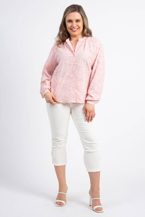 Floral Applique Button-Up Blouse, Pink, original