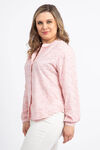 Floral Applique Button-Up Blouse, Pink, original image number 2