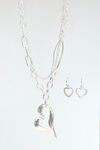 Chain Link Heart Necklace Set, Silver, original image number 0