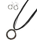 Hoop Hammer Necklace Set, Silver, original image number 0