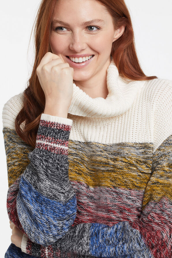 Colorful Cowl Spacedye Sweater, Multi, original image number 2