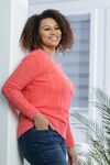 Long-Sleeved Crewneck Sweater with side buttons, Red, original image number 2