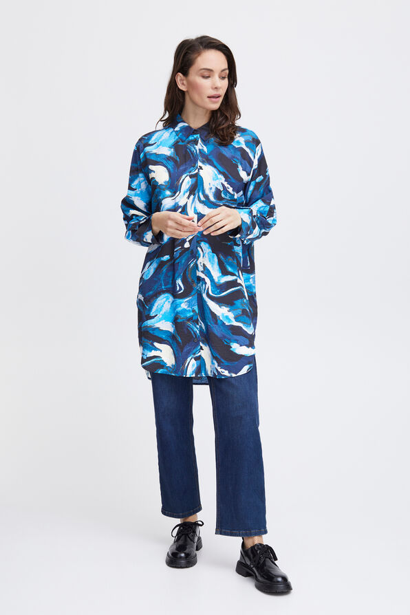 Abstract Tunic Blouse, Blue, original image number 3