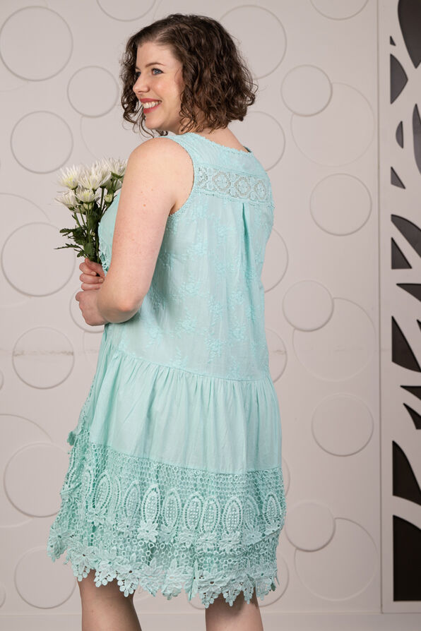 Lace Overlay Babydoll Dress, Aqua, original image number 1