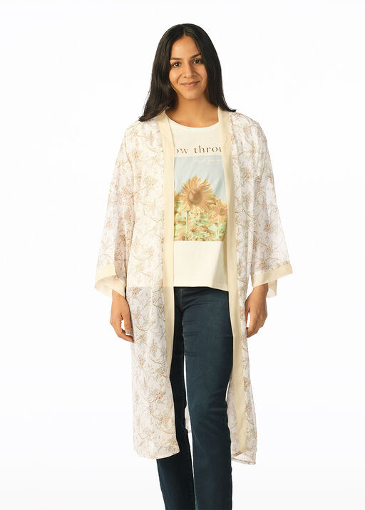 Sheer Floral Kimono, White, original