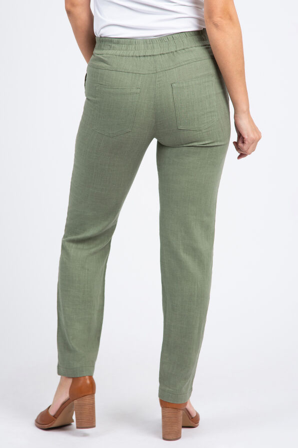Linen Blend Drawstring Trousers, Olive, original image number 2