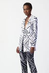 Abstract Print Silky Knit Blazer, White, original image number 1