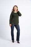 Cable Knit Sweater w/ Chiffon Underlay, , original image number 1