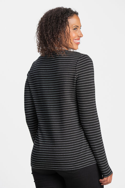 Lurex Stripe Long Sleeve Top , Black, original