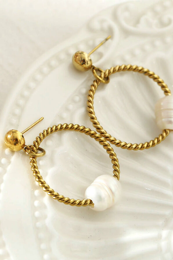 HAILEY Natural Freshwater Pearl Earrings, Gold, original image number 0