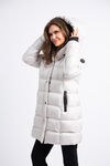 Two Tone Insulated Winter Coat, Beige, original image number 1