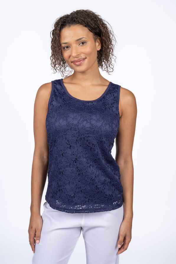 Lace Overlay Tank Top, , original image number 1