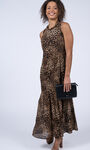 Sleeveless Leopard Maxi Dress, Brown, original image number 0