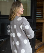 Winter Polka Dot Pull Over Crewneck Ridded Sweater, Grey, original image number 1