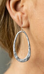 Long Oval Dangle Earring, Silver, original image number 0