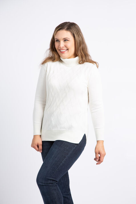 Diamond Weave Turtleneck Sweater , Off White, original