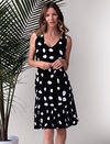 Polka Dot Sleeveless Dress, Black, original image number 0