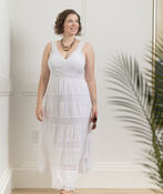 Crochet Eyelet White Dress, White, original image number 0