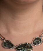 Abalone Inlay Abstract Necklace Set, Silver, original image number 1
