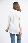 ¾ Sleeve Button-Up Blouse, White, original image number 3