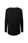Ribbed Sweater with Side Slits, Black, original image number 1