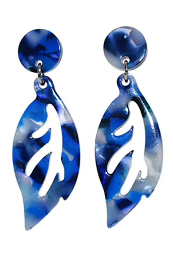 Feather Earrings, Blue, original image number 0