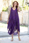Sleeveless Midi Tie-Dye Dress, Purple, original image number 0