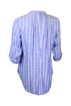Striped Chambray Long Sleeve Top Shirttail Hem, Blue, original image number 1