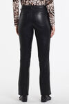 Straight Fit Mid-Rise 5 Pocket Black Vegan  Leather Pants, Black, original image number 2
