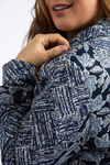 Mock Collar Tapestry Jacket , Blue, original image number 3