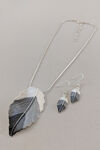 Lush Feather Necklace and Earring Set, Grey, original image number 0