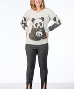 Baby Panda White Cozy Soft Sweater, Black, original image number 2