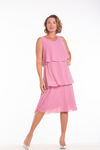 Knee Length Tiered Chiffon Dress, Pink, original image number 0