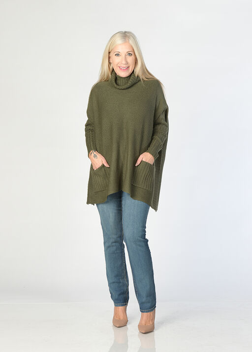 Stella Poncho Sweater, Olive, original