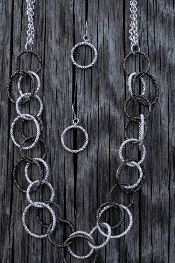 Circle Chain Necklace Set , Silver, original image number 0