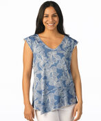 Frilly Florally Top, Blue, original image number 0