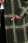 Long Plaid Button-Up Coat , Olive, original image number 5