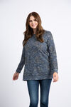 Long Sleeve Knit Sweater w/ Side Snaps , Navy, original image number 1
