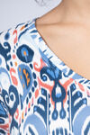 Long Sleeve V-Neck Top, Blue, original image number 1
