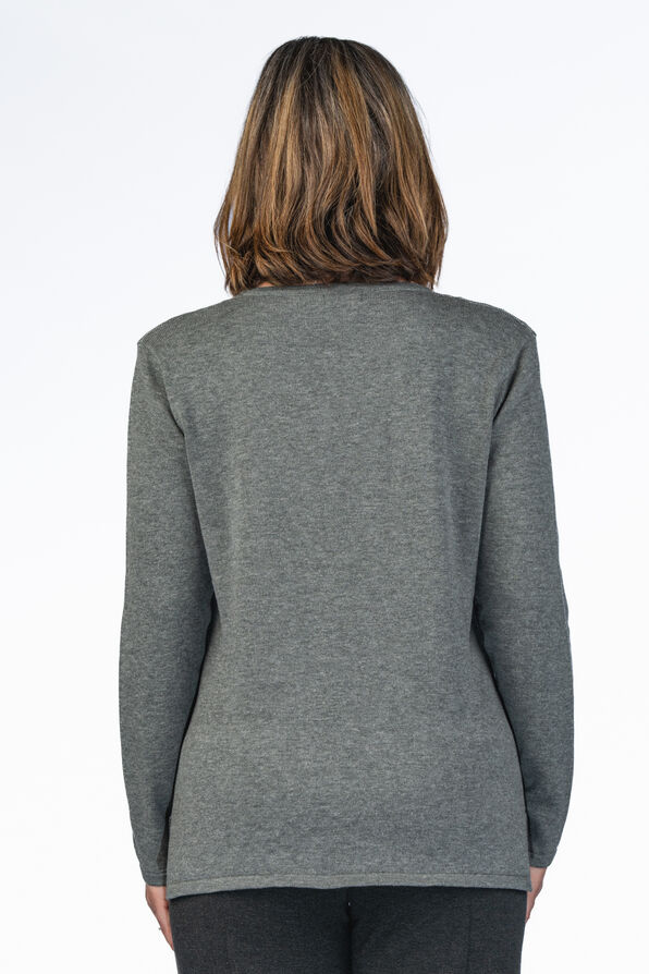 Silver Rhinestone Pocket Sweater, Charcoal, original image number 1