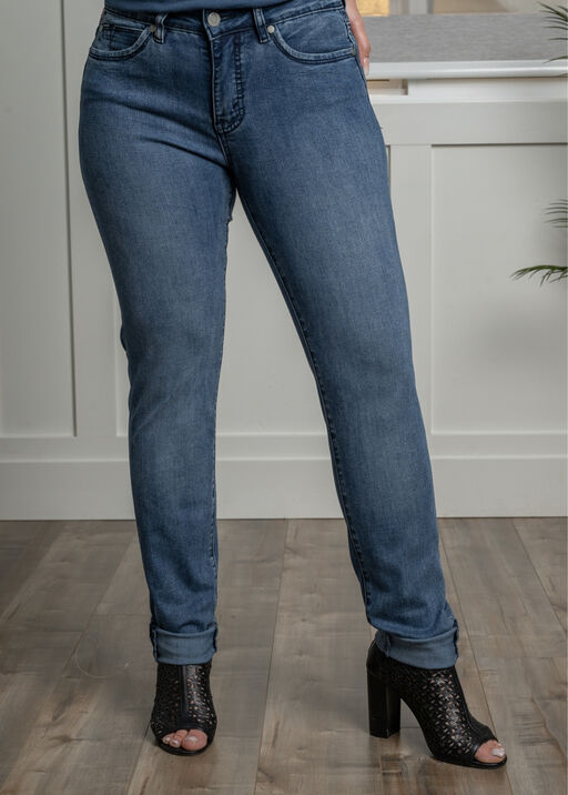 Skinny-Leg Mid-High Waist Convertible Jeans, Denim, original